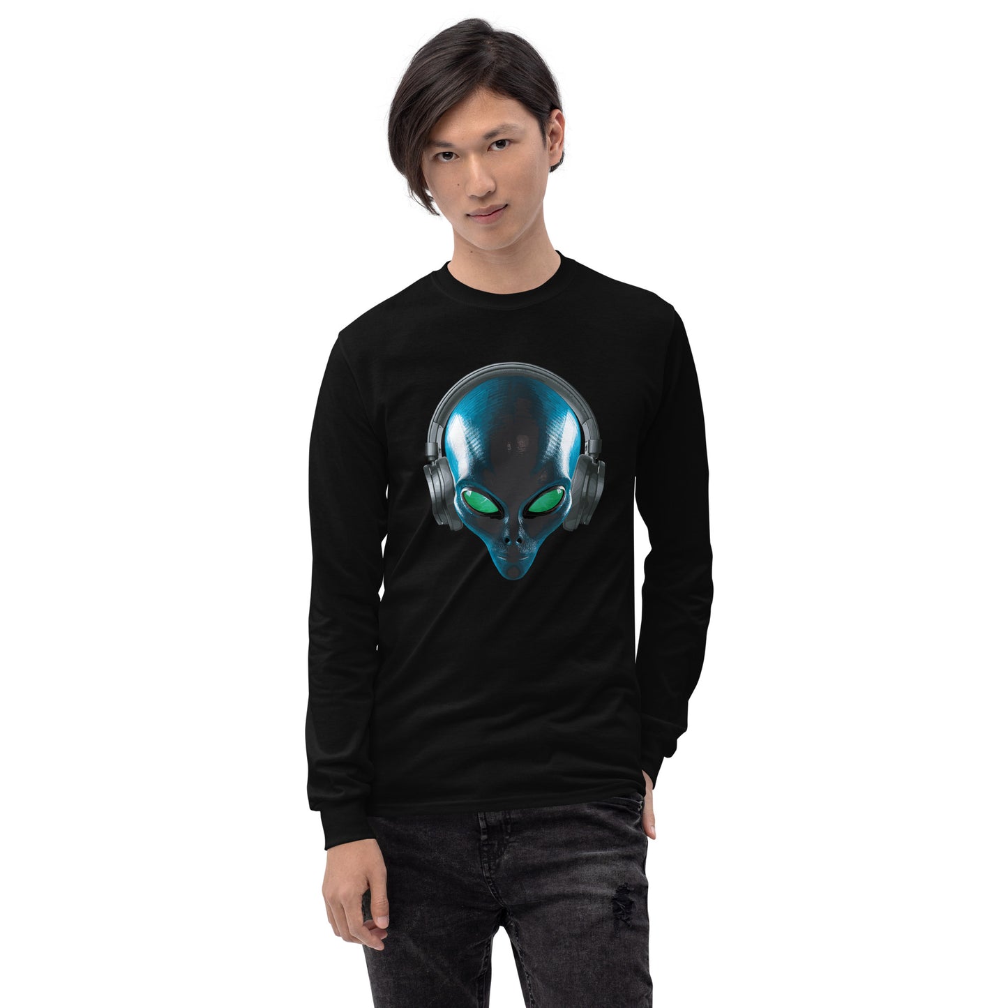 Alien with headphones Men’s Long Sleeve Shirt