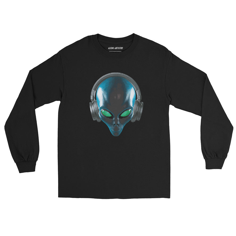 Alien with headphones Men’s Long Sleeve Shirt