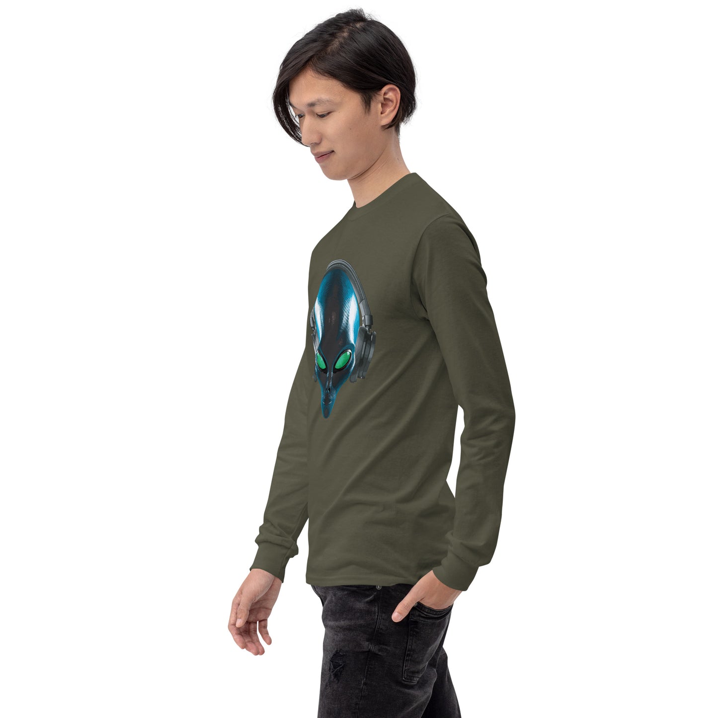 Alien with headphones Men’s Long Sleeve Shirt