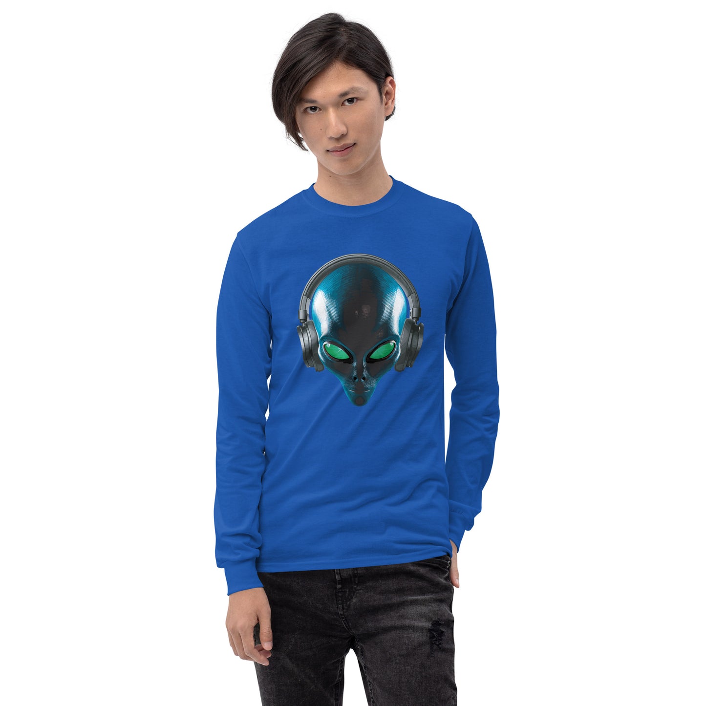 Alien with headphones Men’s Long Sleeve Shirt