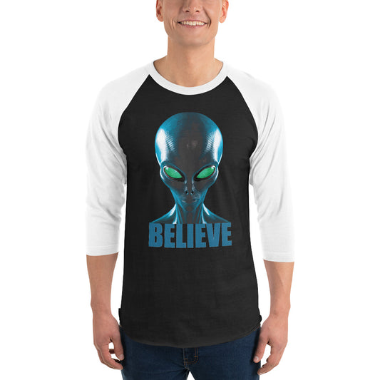 Believe in aliens 3/4 sleeve  shirt