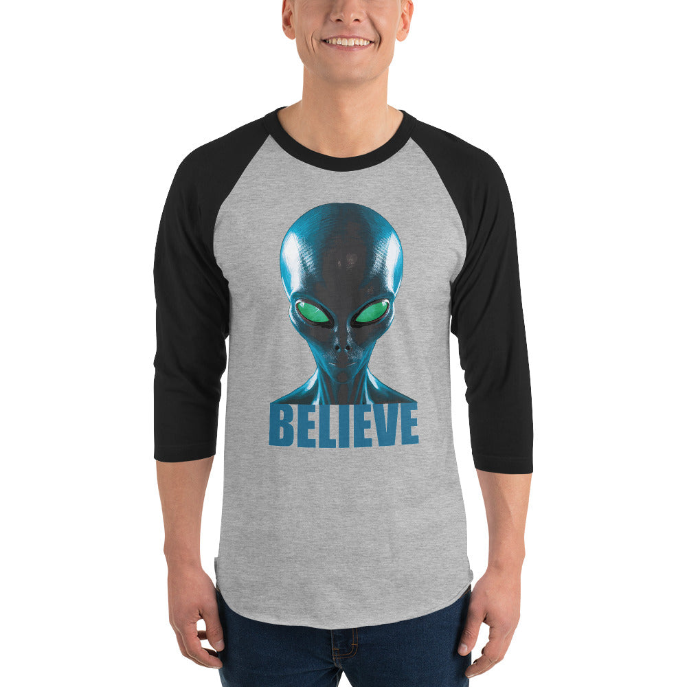 Believe in aliens 3/4 sleeve  shirt