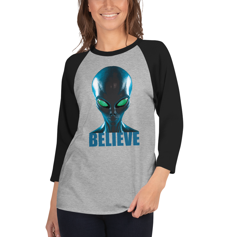 Believe in aliens 3/4 sleeve  shirt