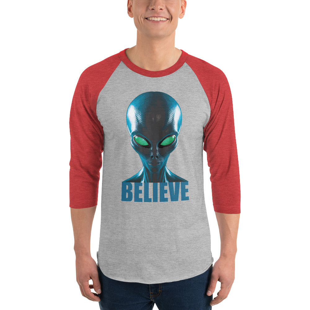 Believe in aliens 3/4 sleeve  shirt