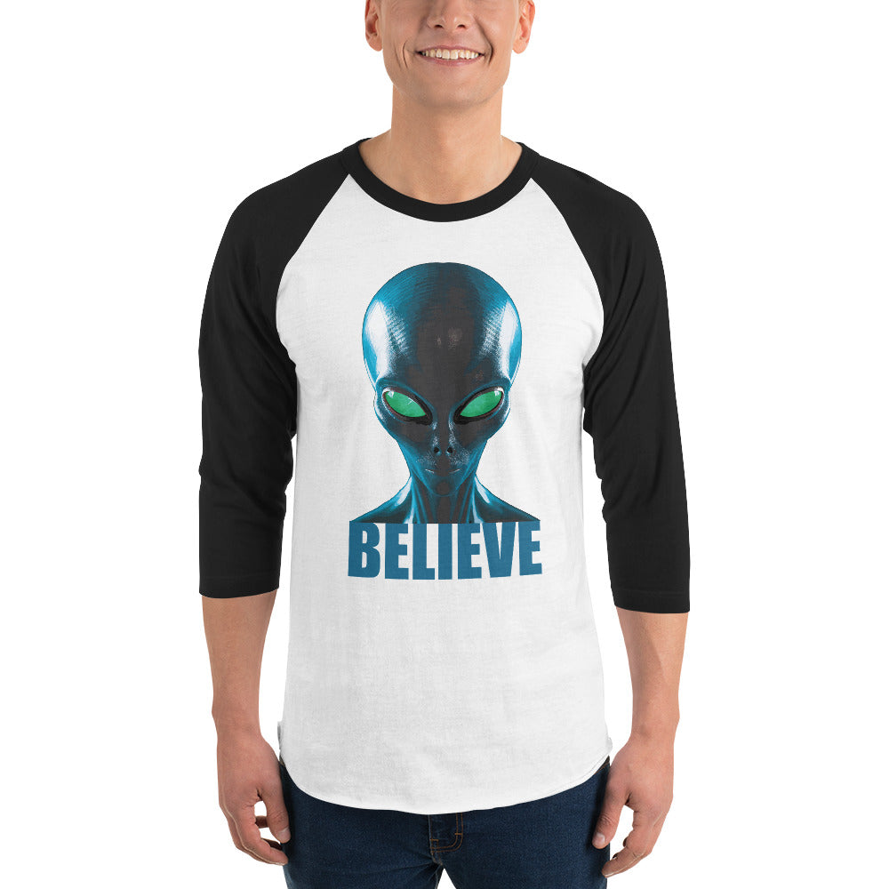 Believe in aliens 3/4 sleeve  shirt