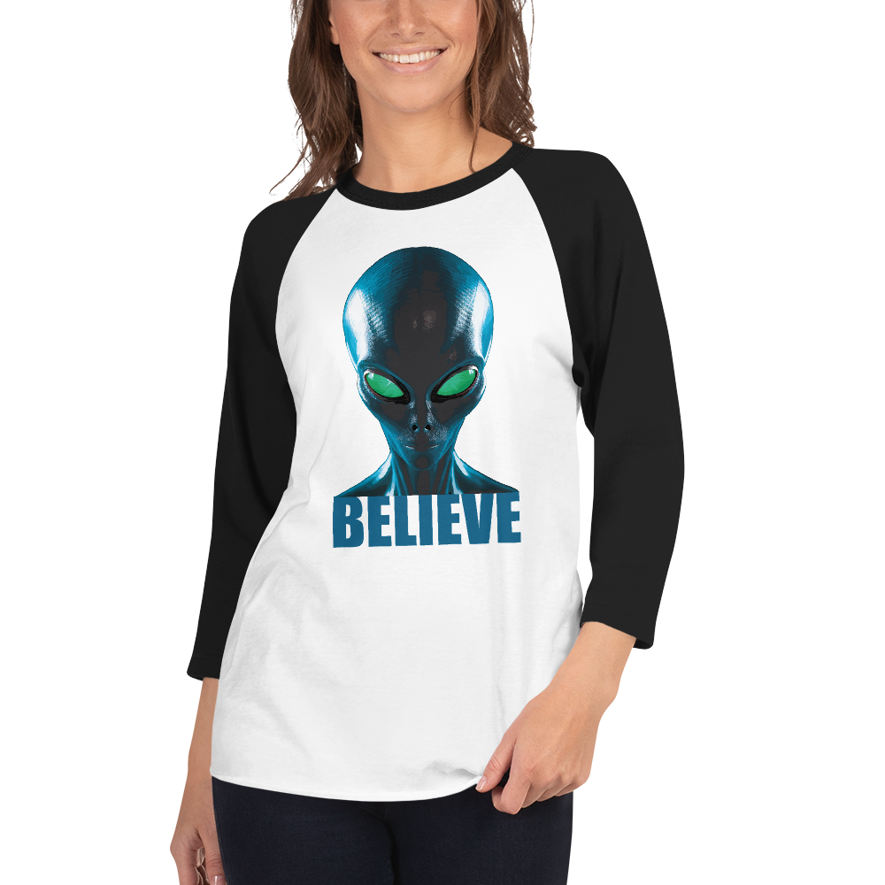 Believe in aliens 3/4 sleeve  shirt