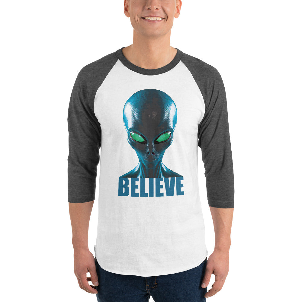 Believe in aliens 3/4 sleeve  shirt