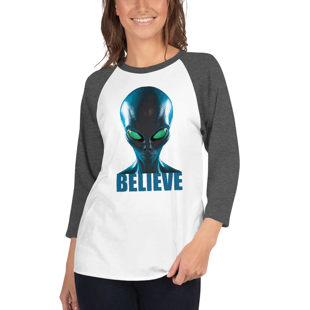 Believe in aliens 3/4 sleeve  shirt