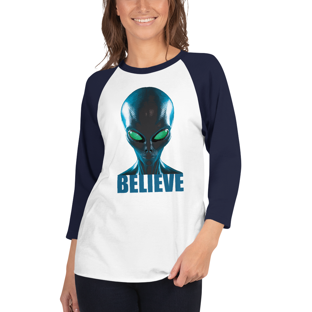 Believe in aliens 3/4 sleeve  shirt