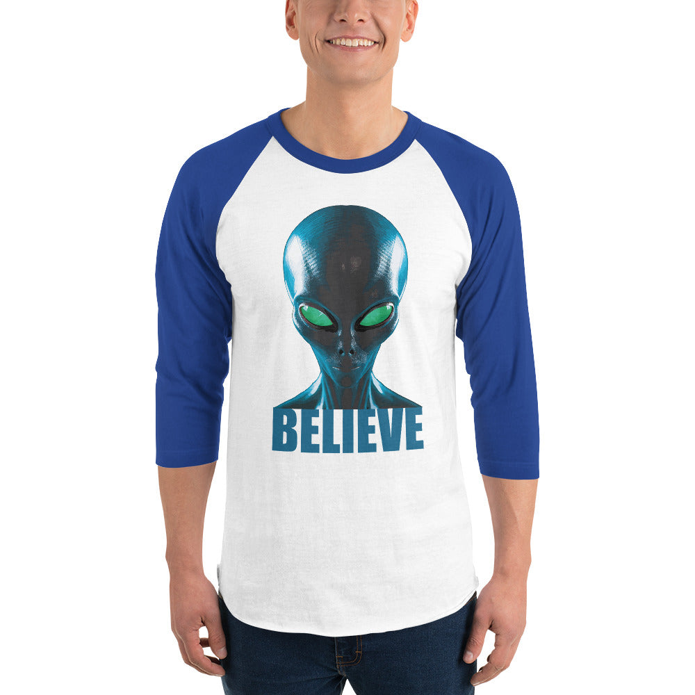 Believe in aliens 3/4 sleeve  shirt