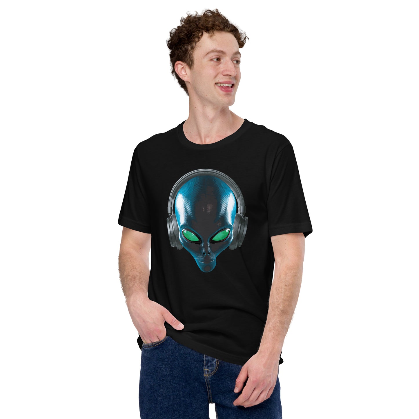 Alien with headphones t-shirt