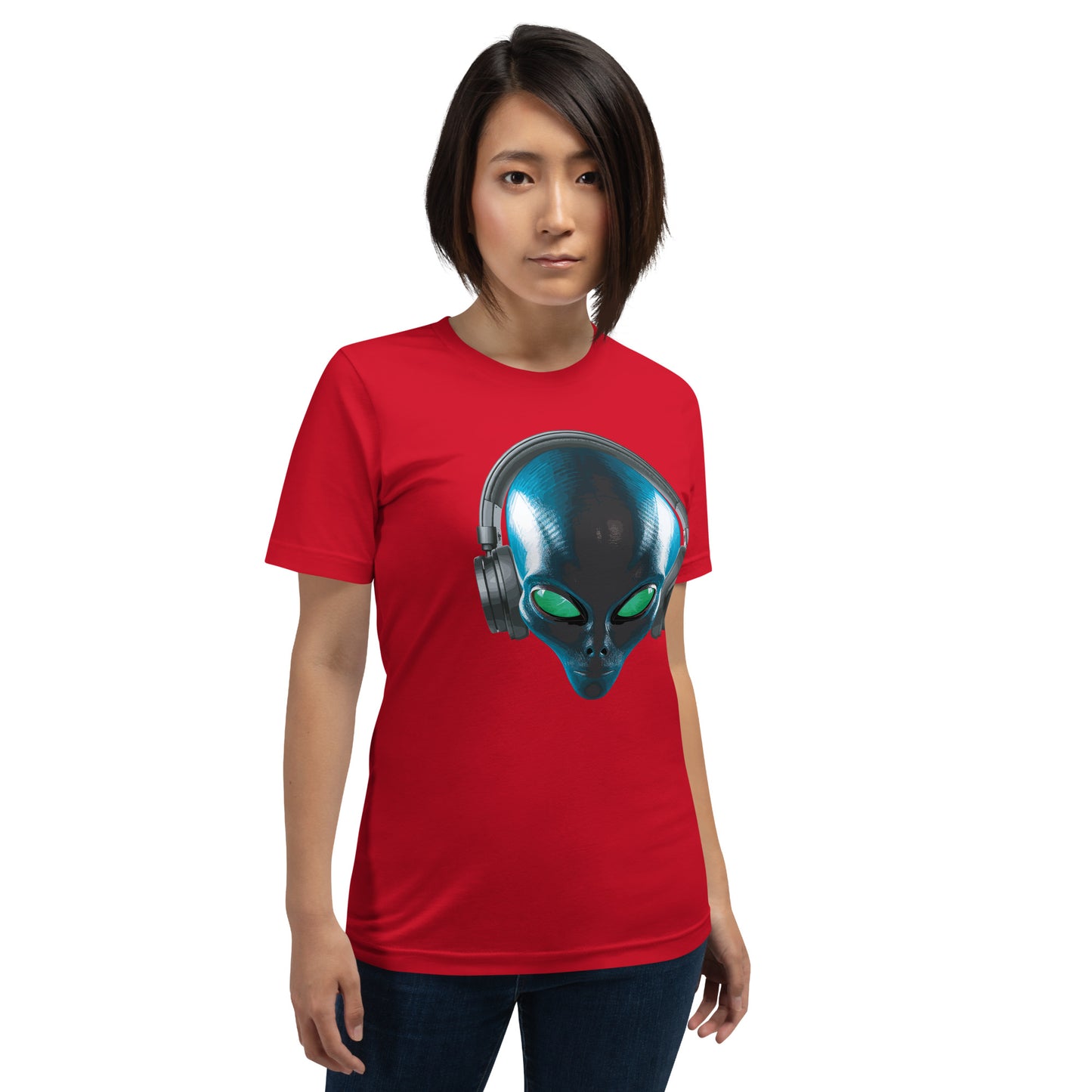 Alien with headphones women’s t-shirt