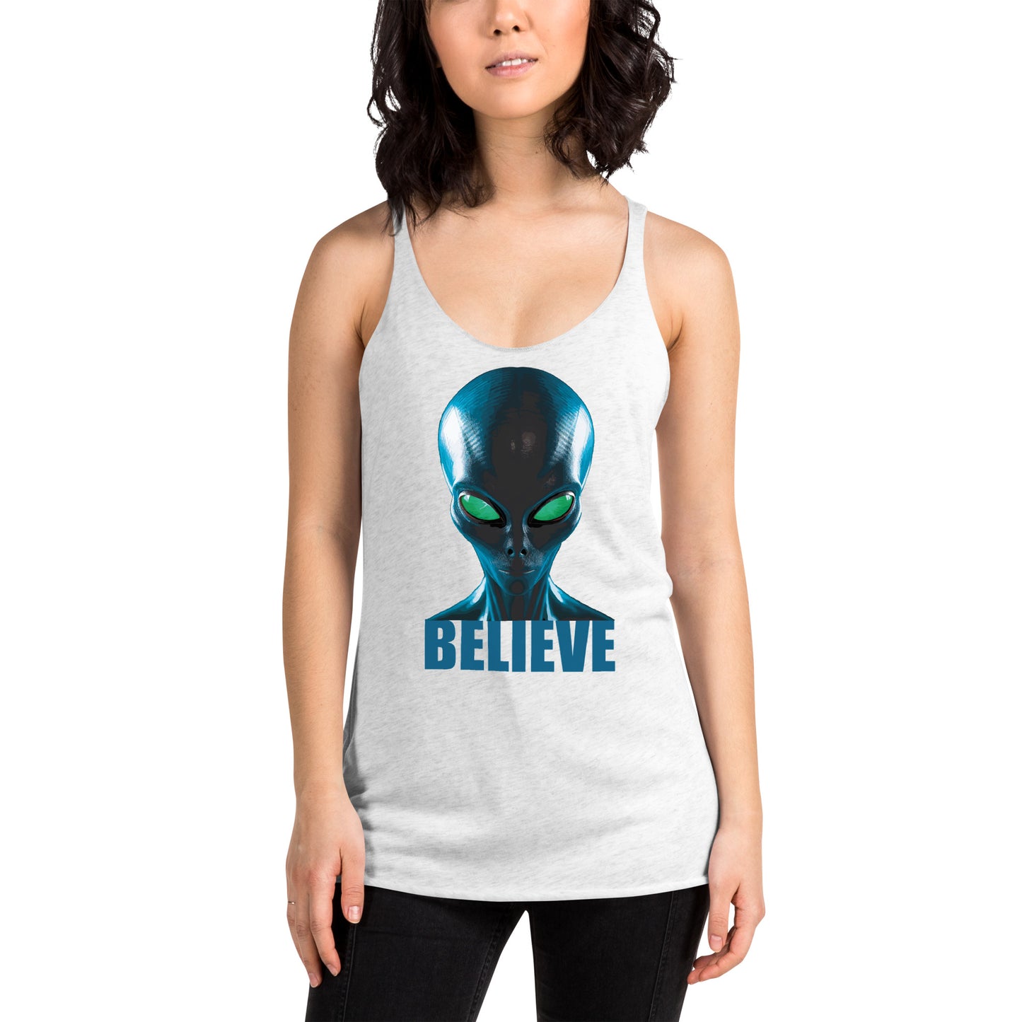 Believe in aliens Women's Racerback Tank