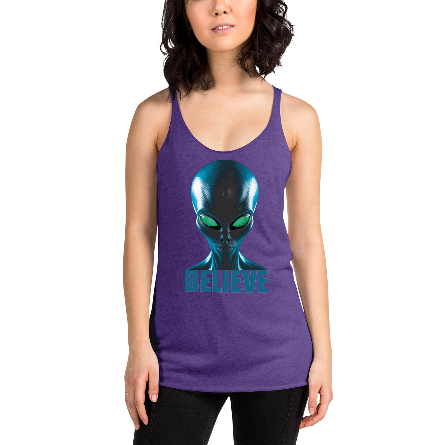 Believe in aliens Women's Racerback Tank