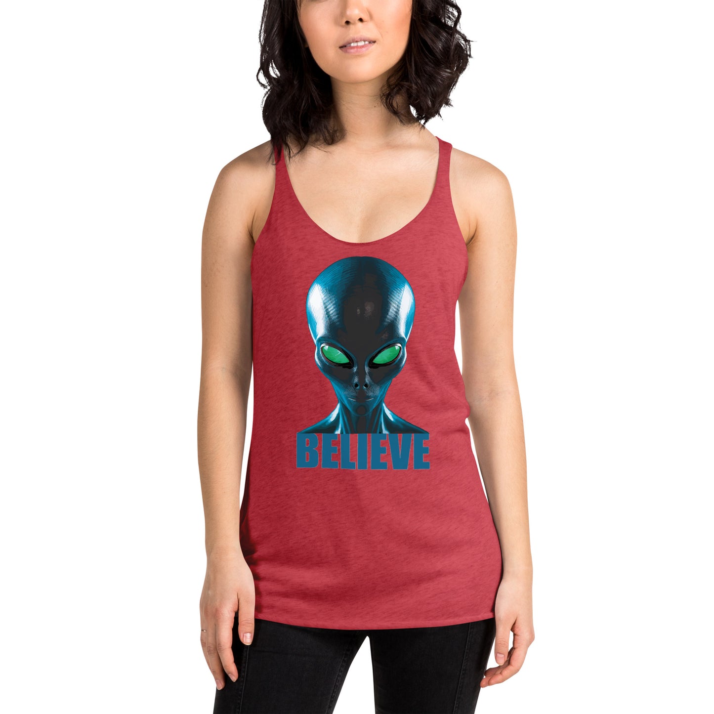 Believe in aliens Women's Racerback Tank