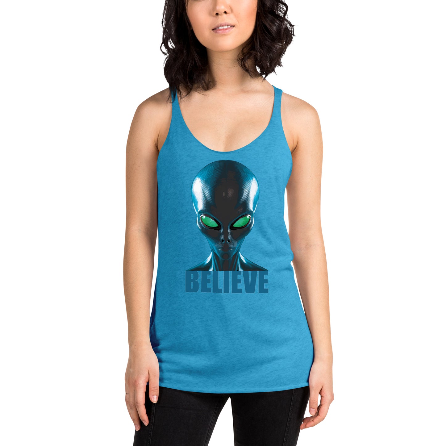 Believe in aliens Women's Racerback Tank