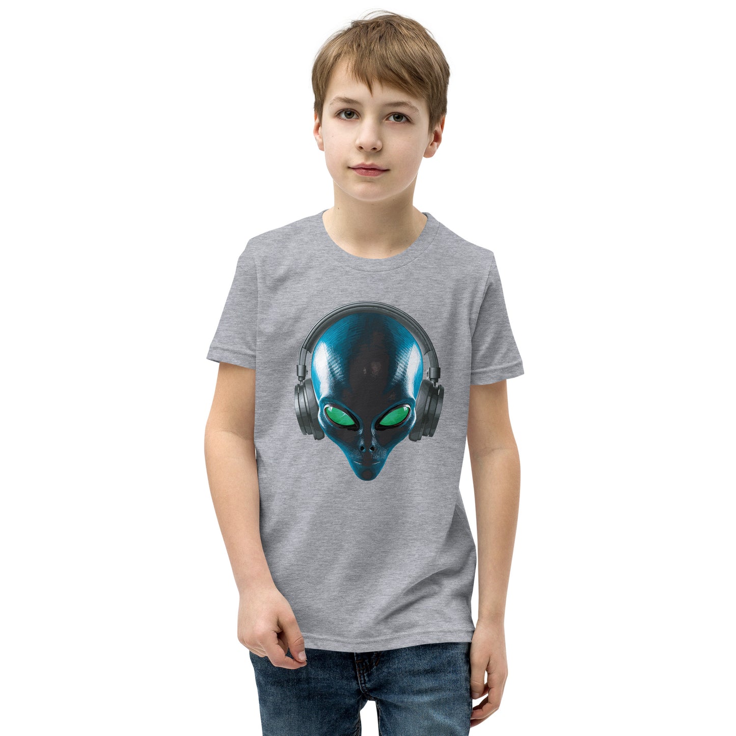 Alien with headphones Youth Short Sleeve T-Shirt