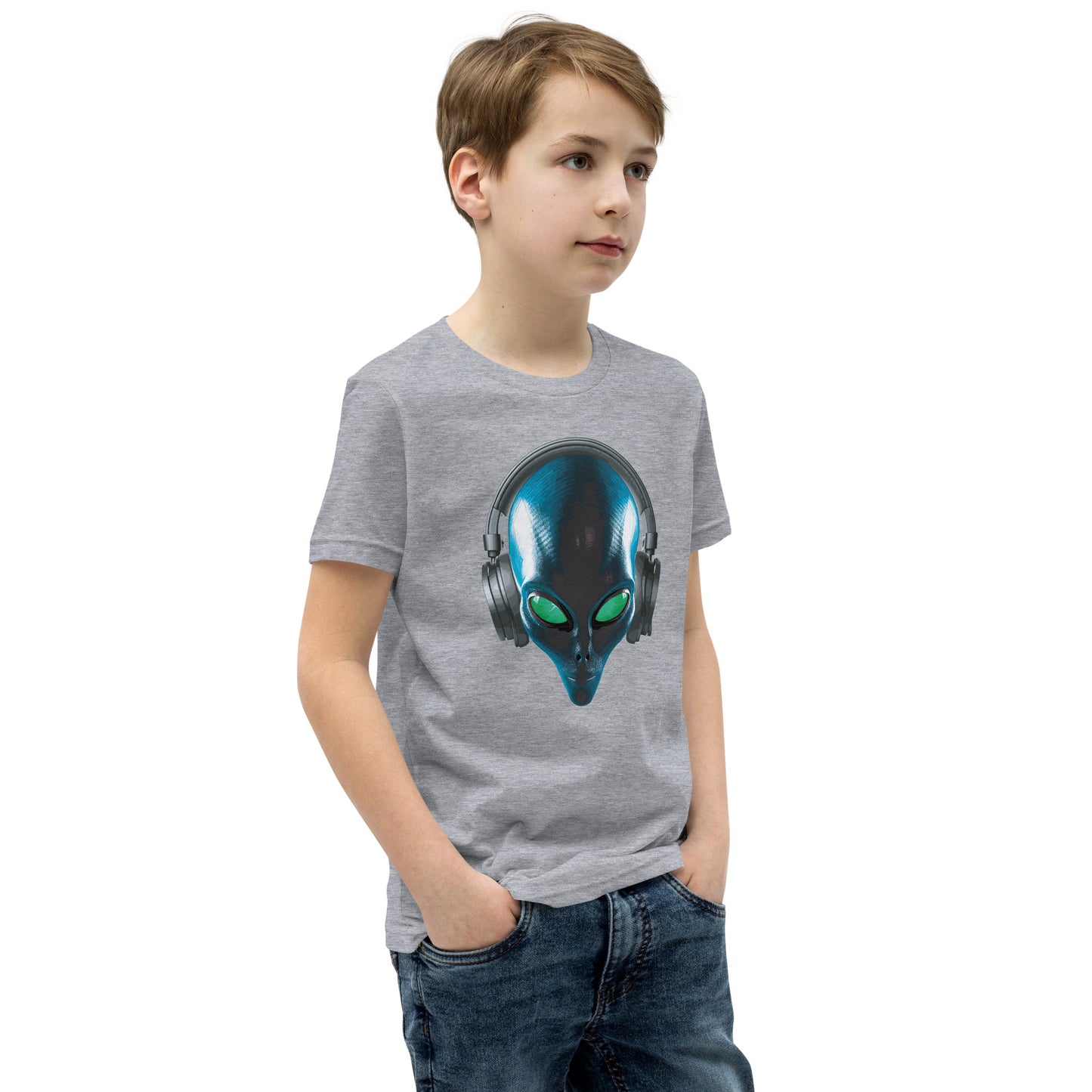 Alien with headphones Youth Short Sleeve T-Shirt