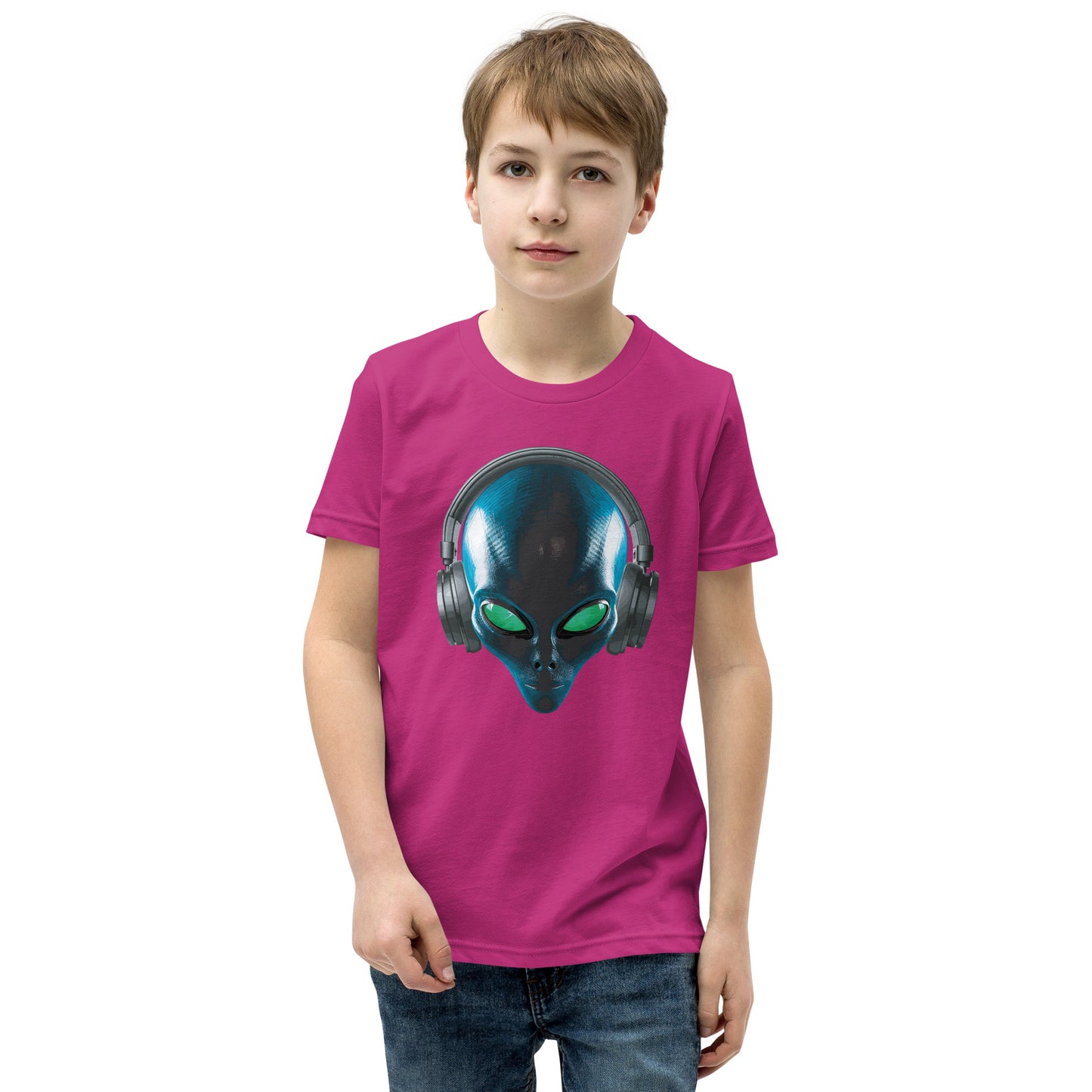 Alien with headphones Youth Short Sleeve T-Shirt