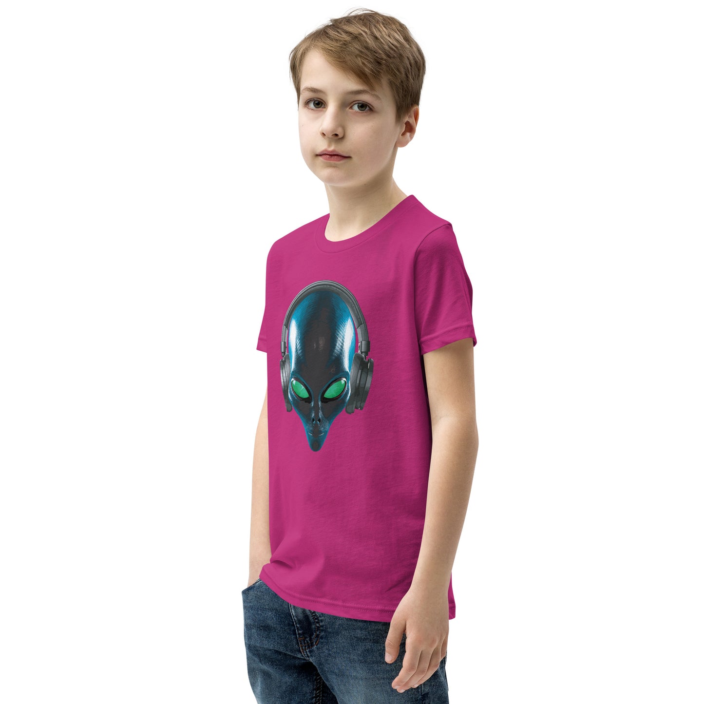 Alien with headphones Youth Short Sleeve T-Shirt