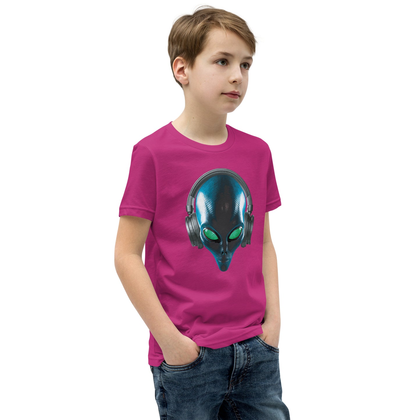 Alien with headphones Youth Short Sleeve T-Shirt