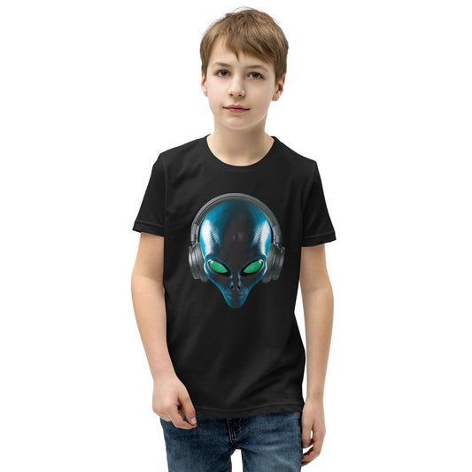 Alien with headphones Youth Short Sleeve T-Shirt