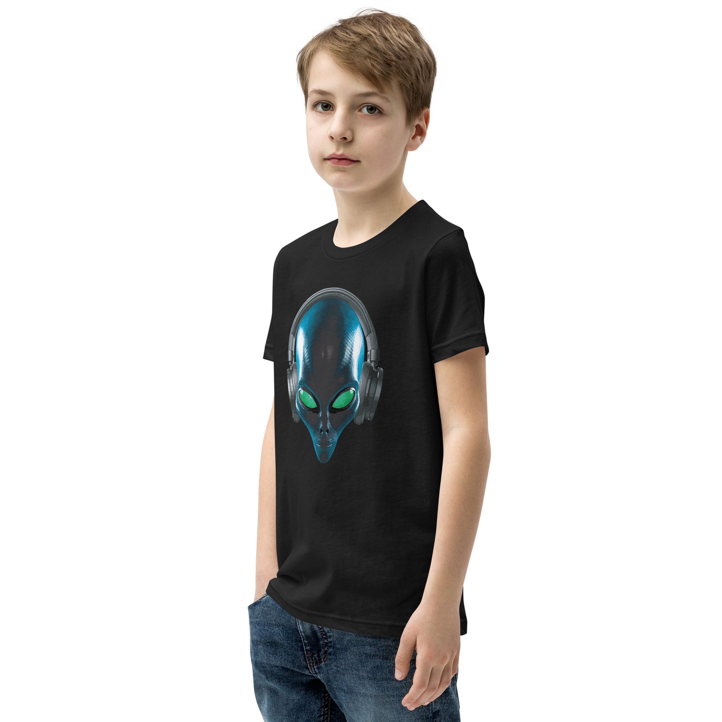 Alien with headphones Youth Short Sleeve T-Shirt