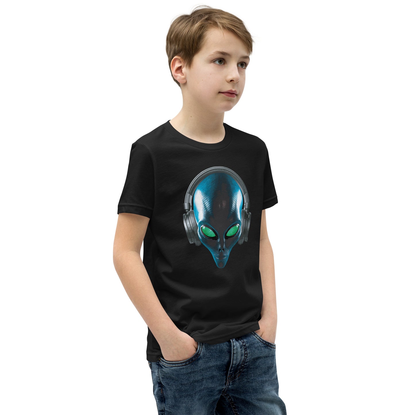 Alien with headphones Youth Short Sleeve T-Shirt