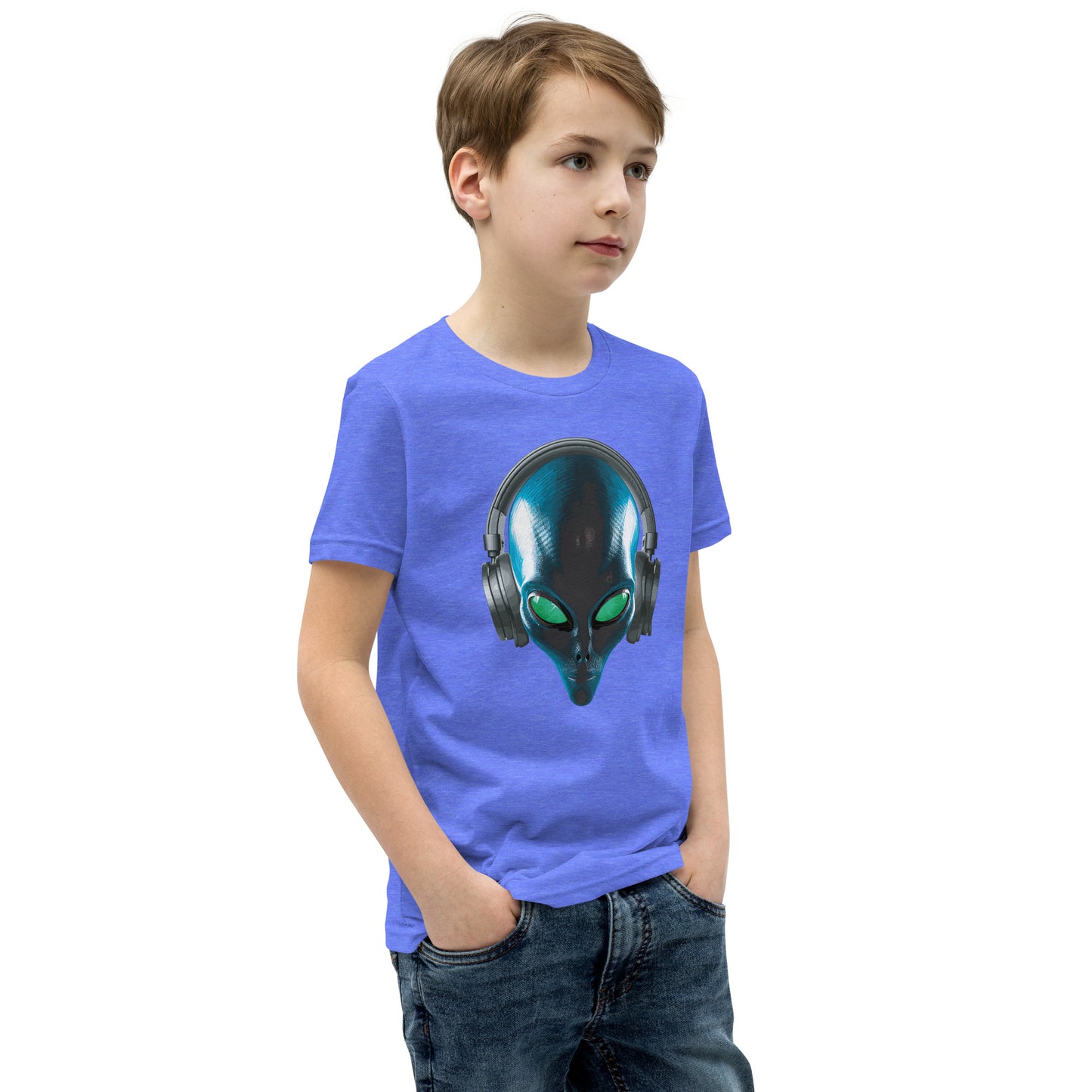 Alien with headphones Youth Short Sleeve T-Shirt