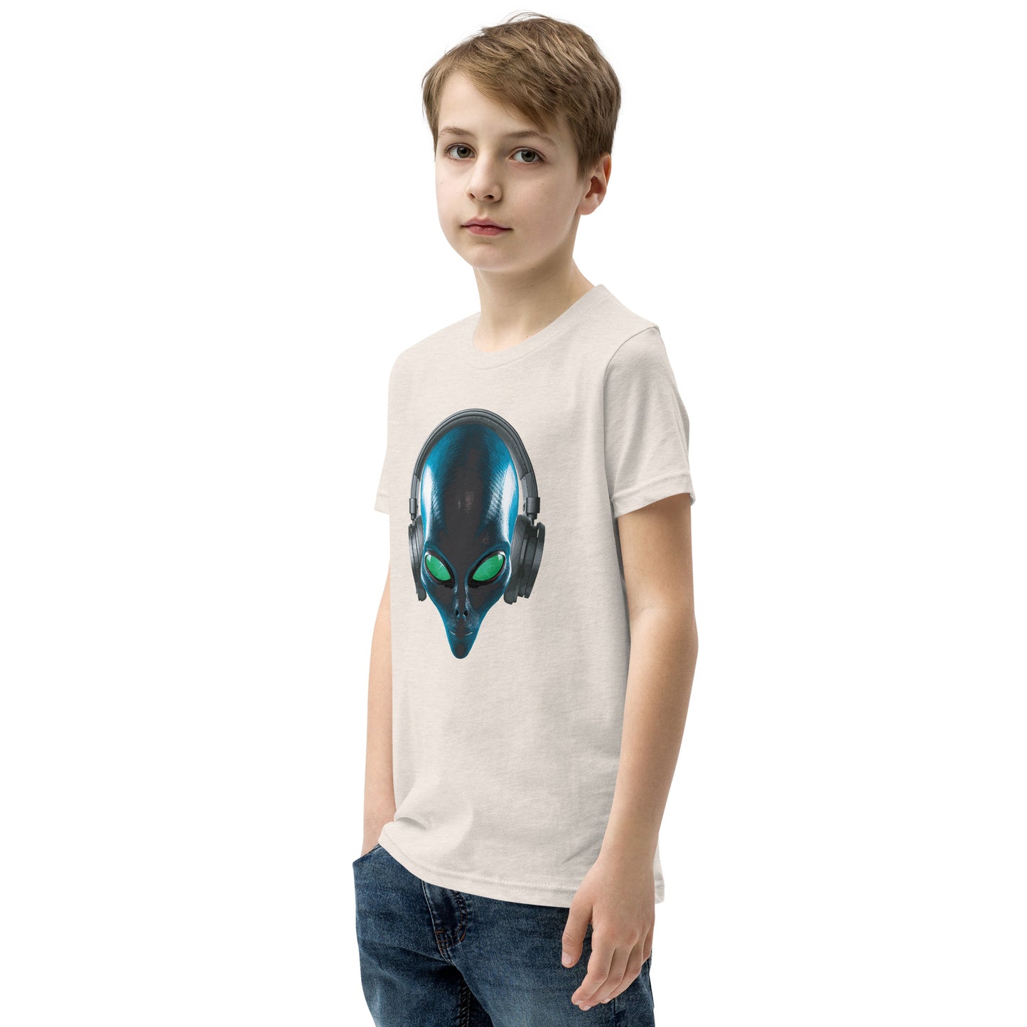 Alien with headphones Youth Short Sleeve T-Shirt