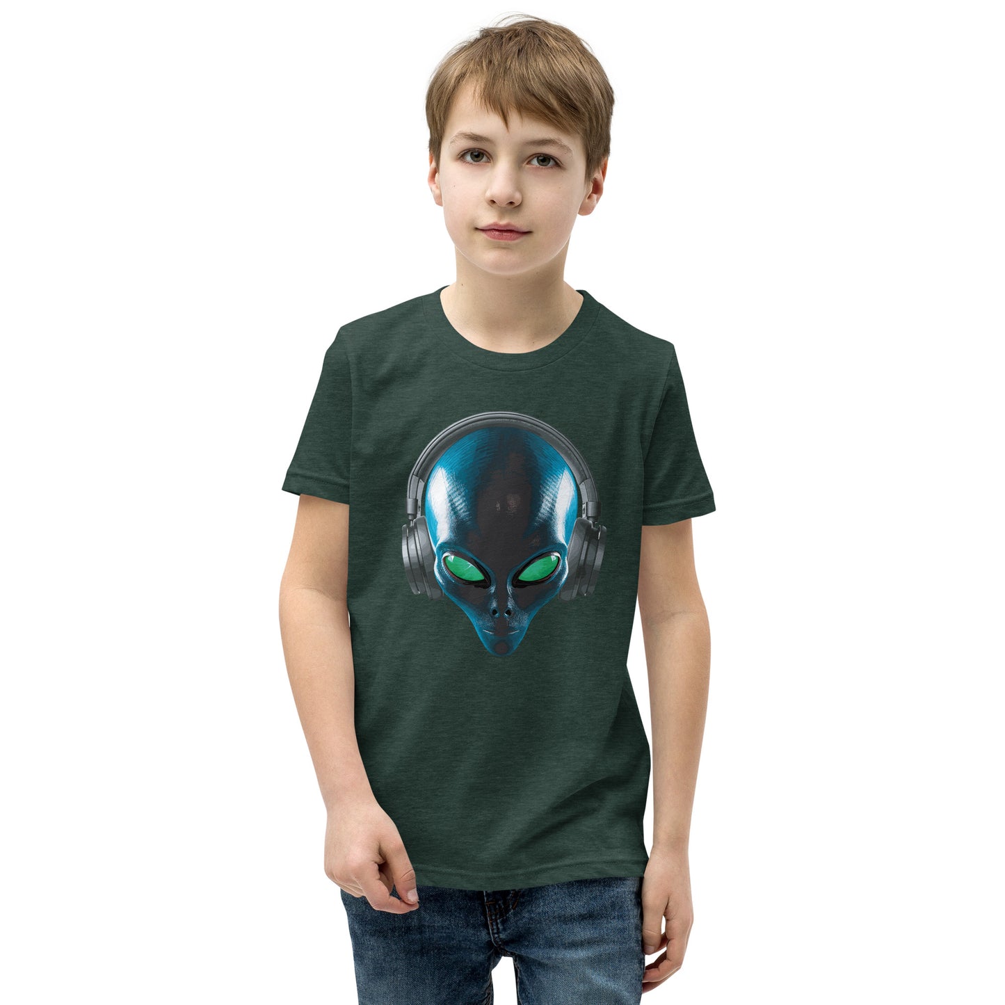 Alien with headphones Youth Short Sleeve T-Shirt