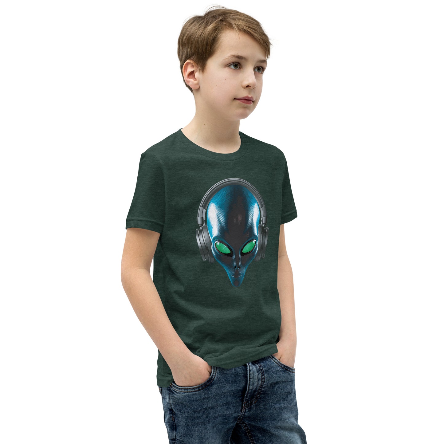 Alien with headphones Youth Short Sleeve T-Shirt