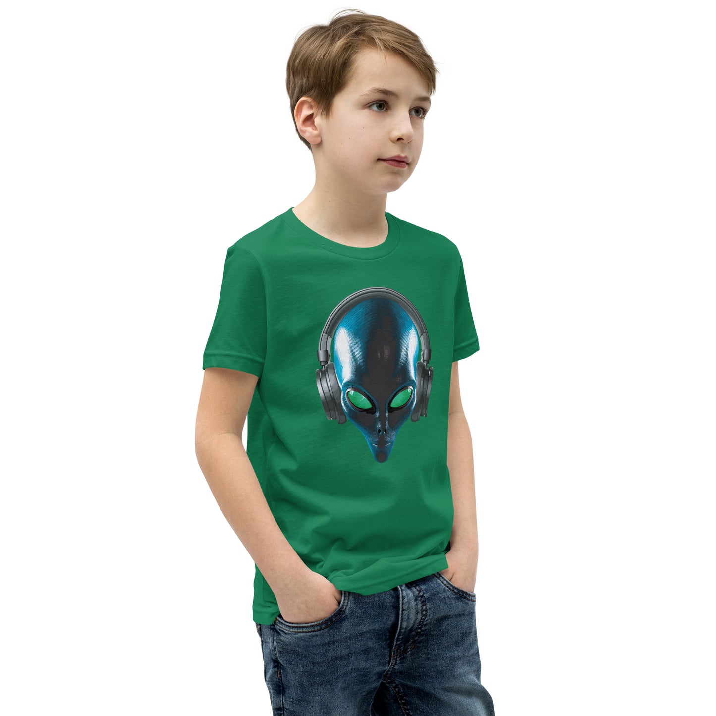 Alien with headphones Youth Short Sleeve T-Shirt