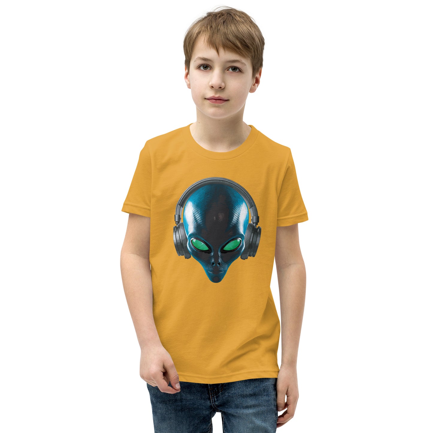 Alien with headphones Youth Short Sleeve T-Shirt