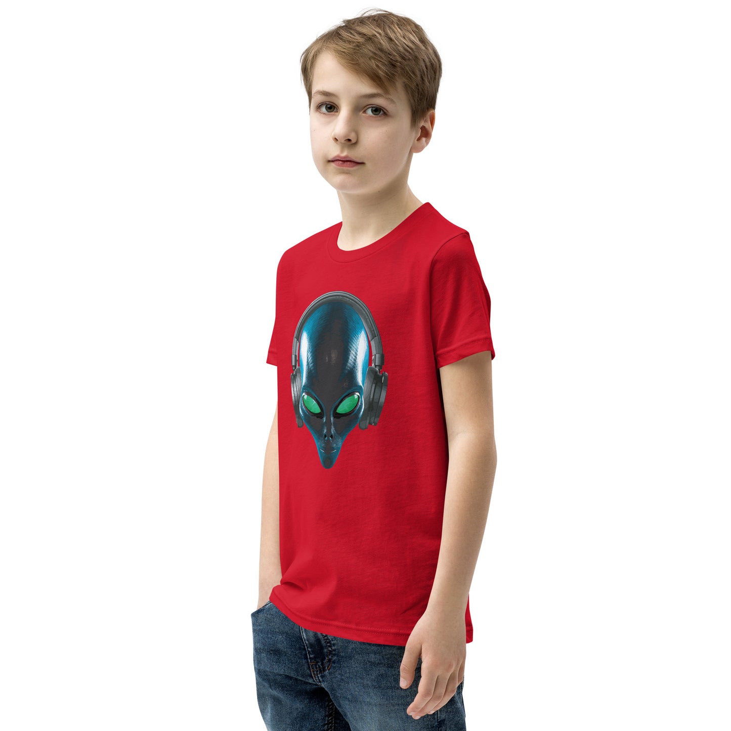 Alien with headphones Youth Short Sleeve T-Shirt