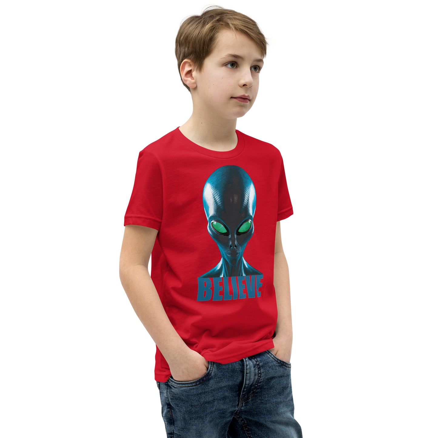 Believe in Aliens Youth Short Sleeve T-Shirt