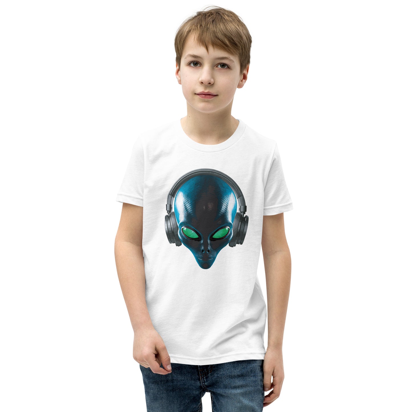 Alien with headphones Youth Short Sleeve T-Shirt